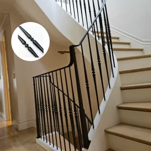 Wrought Iron Hollow Solid Round Black Tapered Balustrade Spindles Baluster for Balcony Stairs Railings