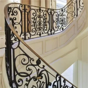 Wrought Iron Railing Decorative Metal Guard for Stair Balcony and Fence With Powder Coated Finish Custom Design