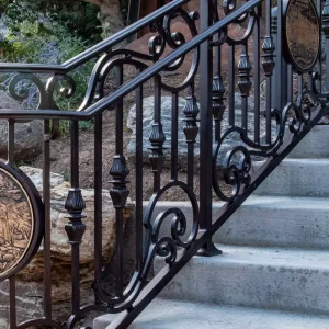 Wrought Iron Railing Prefab Metal Stair Railing Decorative Iron Fence Customized OEM Railing