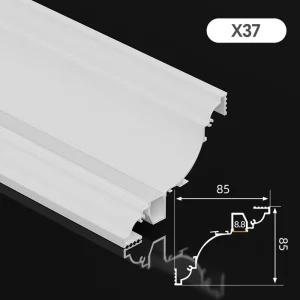 X37 LED Wall Washer Aluminum Profile 6063 Alloy Extrusion Housing with Diffuser for Linear Lighting Projects