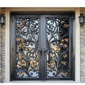 XIYATECH Modern Metal Exterior Door Wrought Iron Door Designs Main Home Entrance Luxury Door