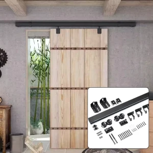 XinJianWei 6FT Box Rail Heavy Duty Barn Door Hardware Interior Outside Door Track With Wall Mount Kit for Extereior Barn Door