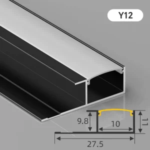Y12 Black Recessed LED Aluminum Profile 6063 Alloy Extrusion Channel Housing for LED Strip Linear Lighting