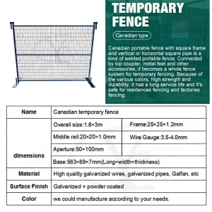 YC Anti climbing Portable Temporary Fence Sturdy Structure Galvanized Temporary Fencing Strong Structure Temporary Metal Fence