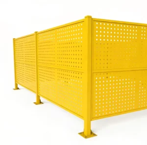 Yellow Powder Coated Perforated Metal Workshop Partition Fence Factory Warehouse Safety Isolation Barrier