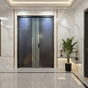 Znic-magnesium Alloy Double Door with Elegant Decorative Patterns for Modern Homes