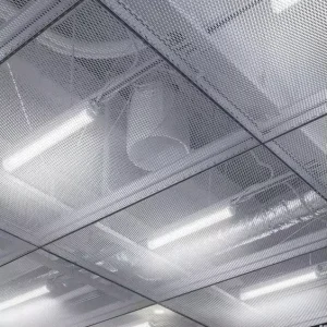 Custom Welded Expanded Metal Mesh Ceiling Decorative Panels for Building Exterior Decoration, Galvanized Steel Cutting and Bending Services
