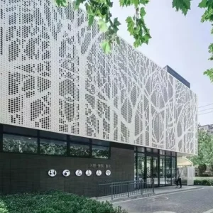 Skyscraper Extruded Architectural Metal Building CNC Aluminum Perforated Facade Panels, Cladding, Commercial Curtain Wall