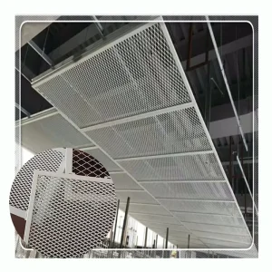 Flat Expanded Metal Mesh, Galvanized Steel, Welded Plain Weave Mesh, Bending and Cutting, Interior Ceiling Decoration, Metal Panel Cladding, Construction
