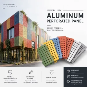 Fireproof and Waterproof Perforated Aluminum Alloy Exterior Cladding Panel for Commercial Buildings, Customizable and Corrosion-Resistant