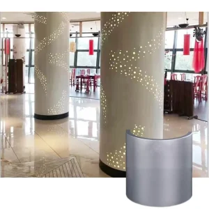 Solid Aluminum Alloy Metal Column Cladding, Aluminum Perforated Wall Cladding, and Wood-Grain Panels for Hotels and Shopping Malls