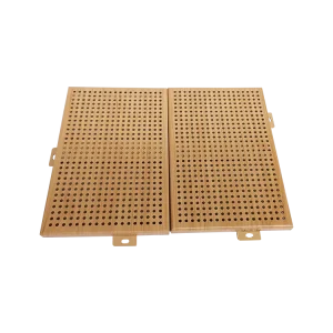 Solid Metal Wall Panel, Exterior Decorative Wood-Color Perforated Aluminum Wall Panel Architectural Screen