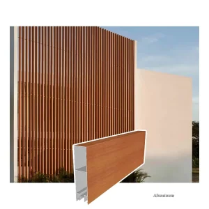 Exterior Wall Panels, Facade Panels, Wood-Grain Effect Panels, Wood Panels, Wood-Look Panels, Vertical Aluminum Slats for Ceilings, Partition Walls