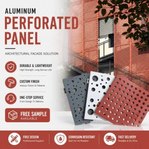 Fire-Resistant Aluminum Alloy-Clad Weatherproof Perforated Curtain Wall for Airport, Shopping Mall, Villa, and Building Projects, Environmentally Friendly