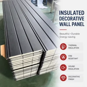 Modern Warehouse/Factory Exterior Decorative Metal Wall System, Waterproof Steel Exterior Cladding Energy-Saving Sandwich Panels